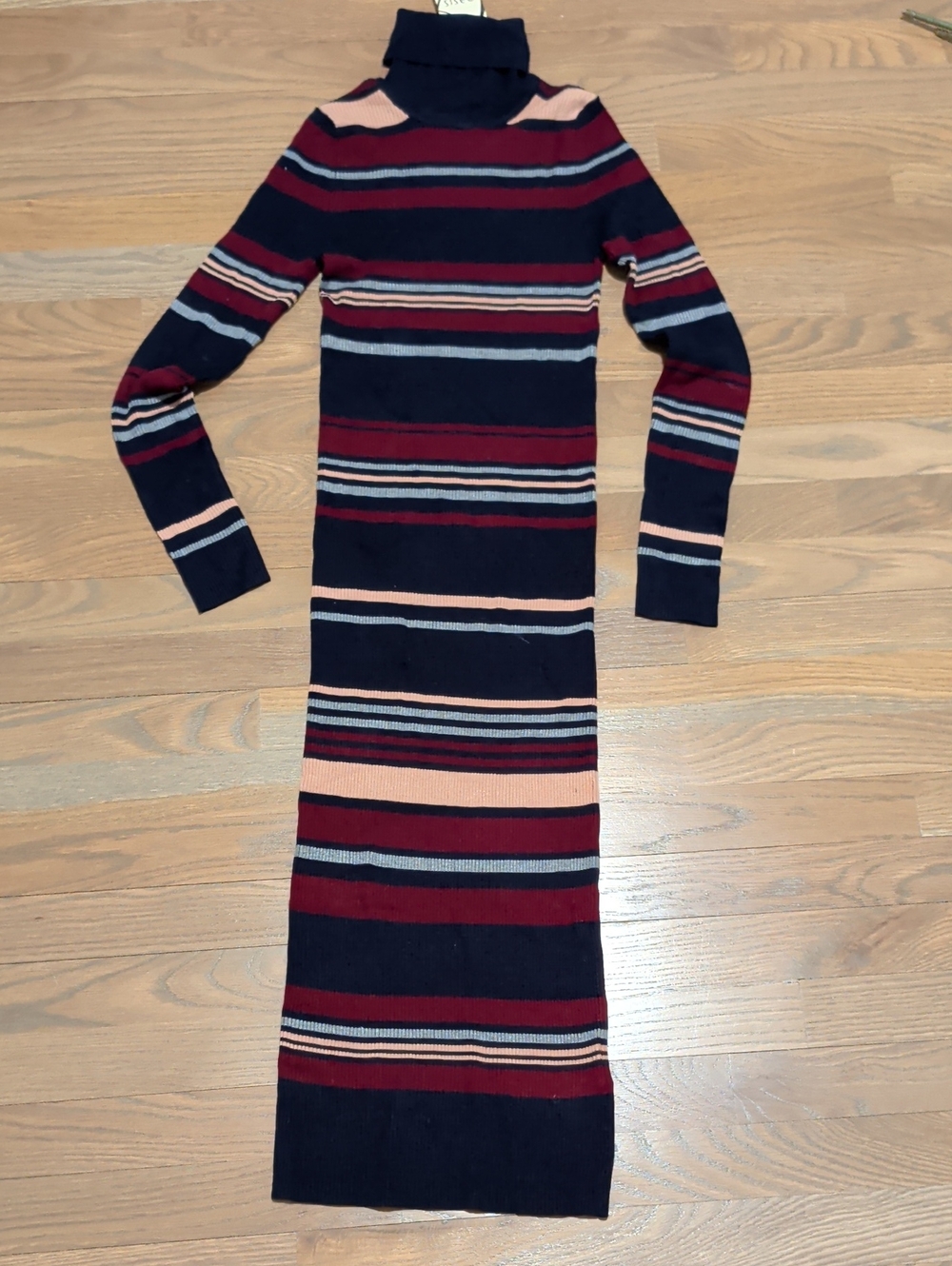 NWTOasis From ASOS Striped Turtleneck Maxi Dress Navy, Burgundy & Red XS